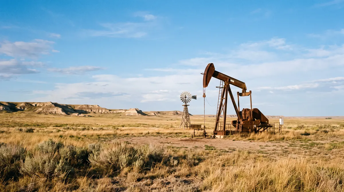 Oil well on grassland in the Nebraska Panhandle