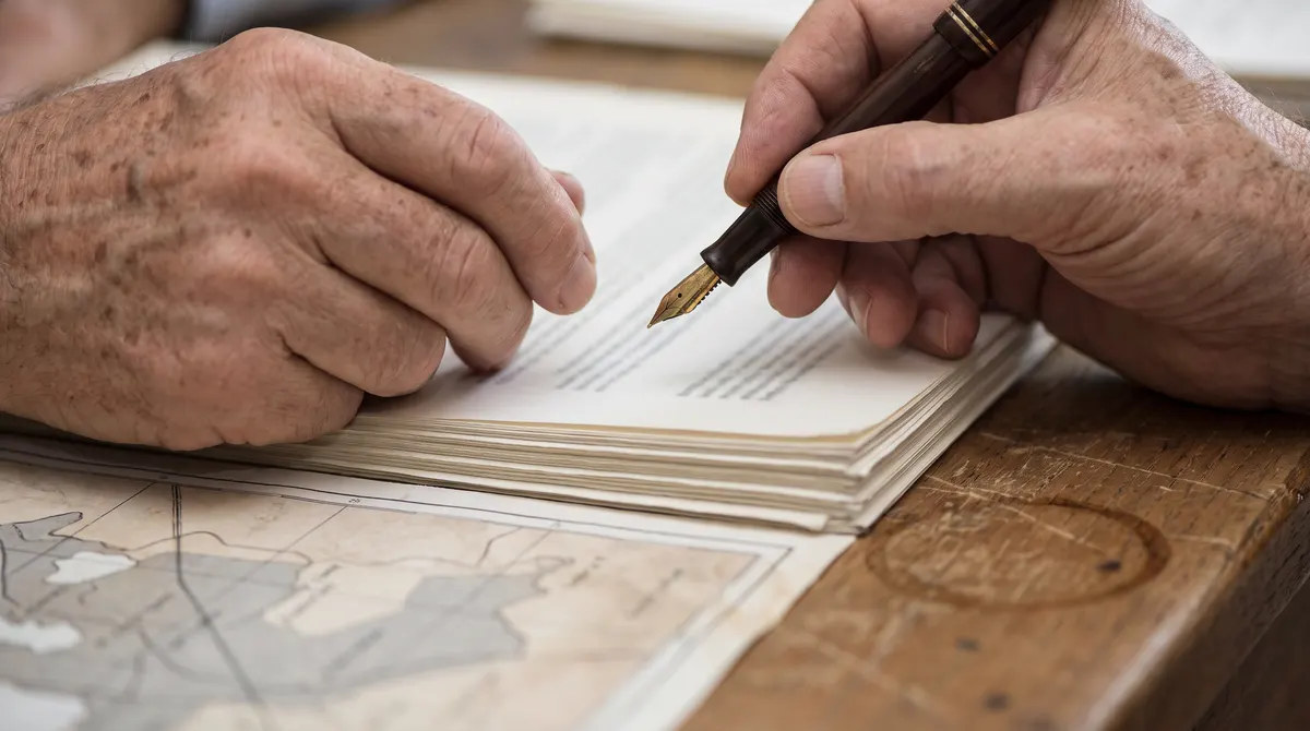 Oil and gas lease assignment papers being reviewed with a pen
