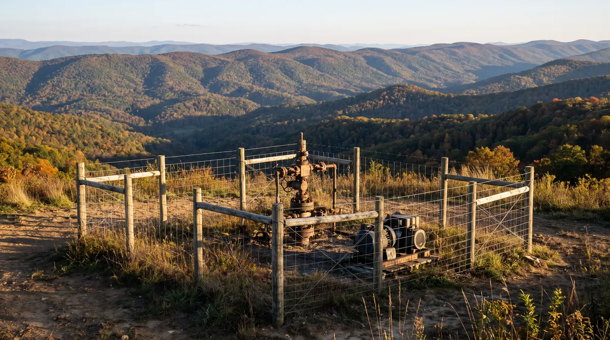 Coalbed methane wellhead on a ridge in southwest Virginia